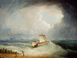 A Deal Lugger Going off to a Storm-bound Ship in the Downs, South Foreland